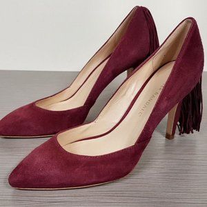 Loeffler Randall Pari Kid-Suede Fringe Dress Pump Maroon, Womens size 6 B